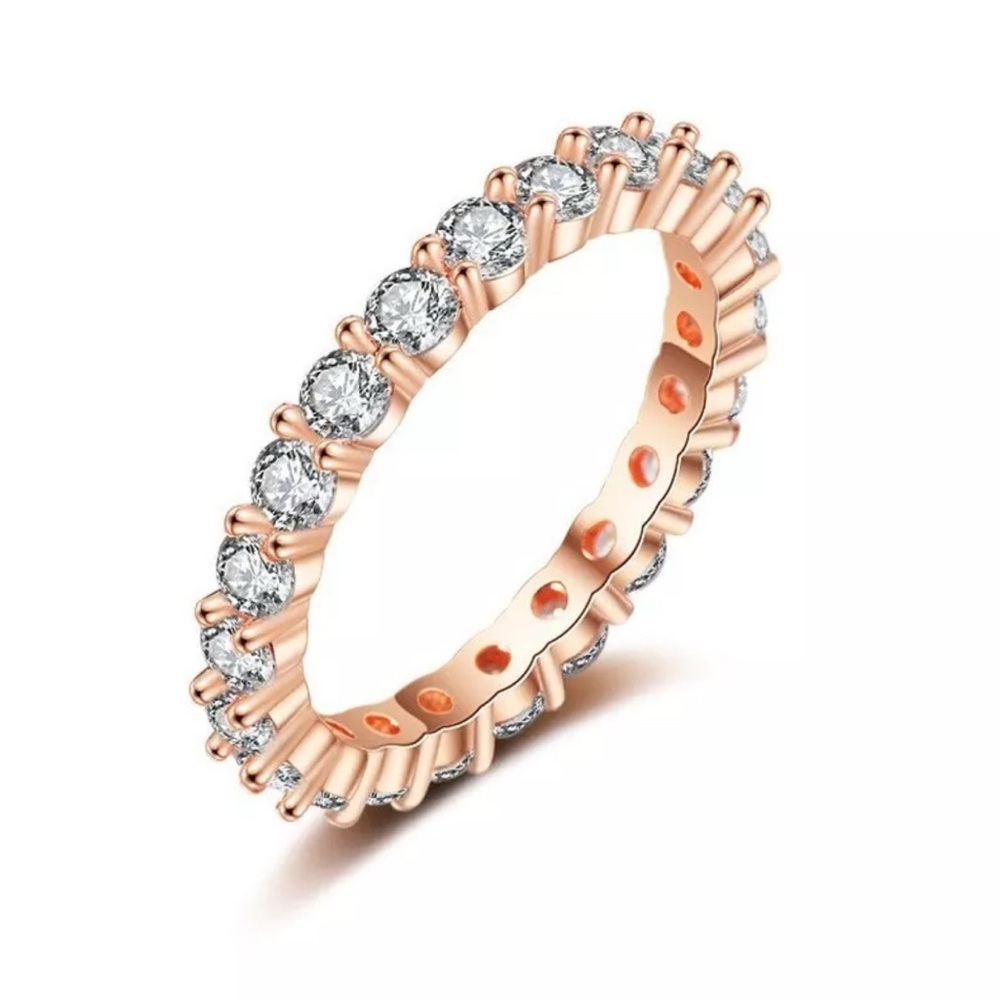 2mm 14K Gold plated Wedding Band S925 Moissanite Eternity Stackable